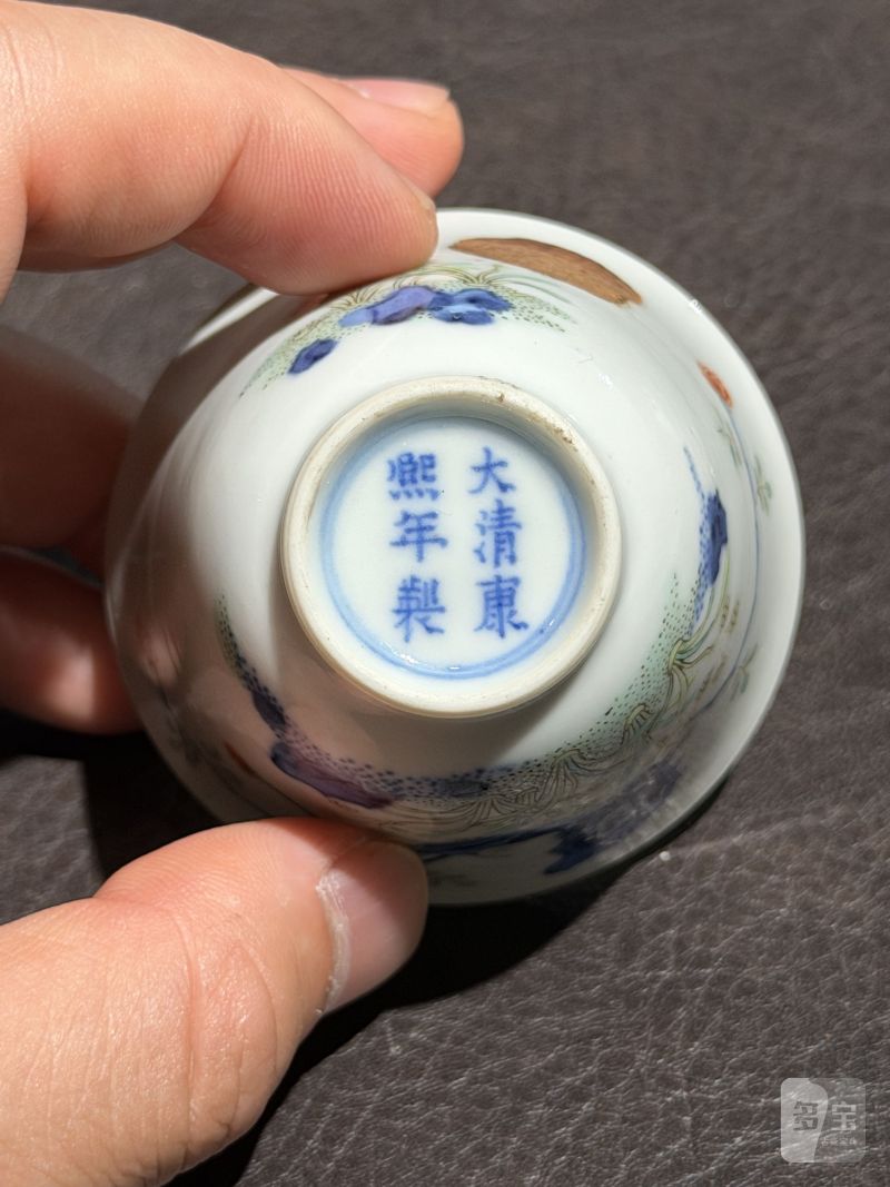 清康熙 斗彩花神杯一对 - 图18
